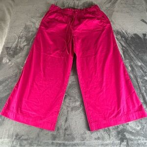 LOFT Wide Leg Paperbag Pants Womens XL Hot Pink Fuchsia Drawstring High Rise New